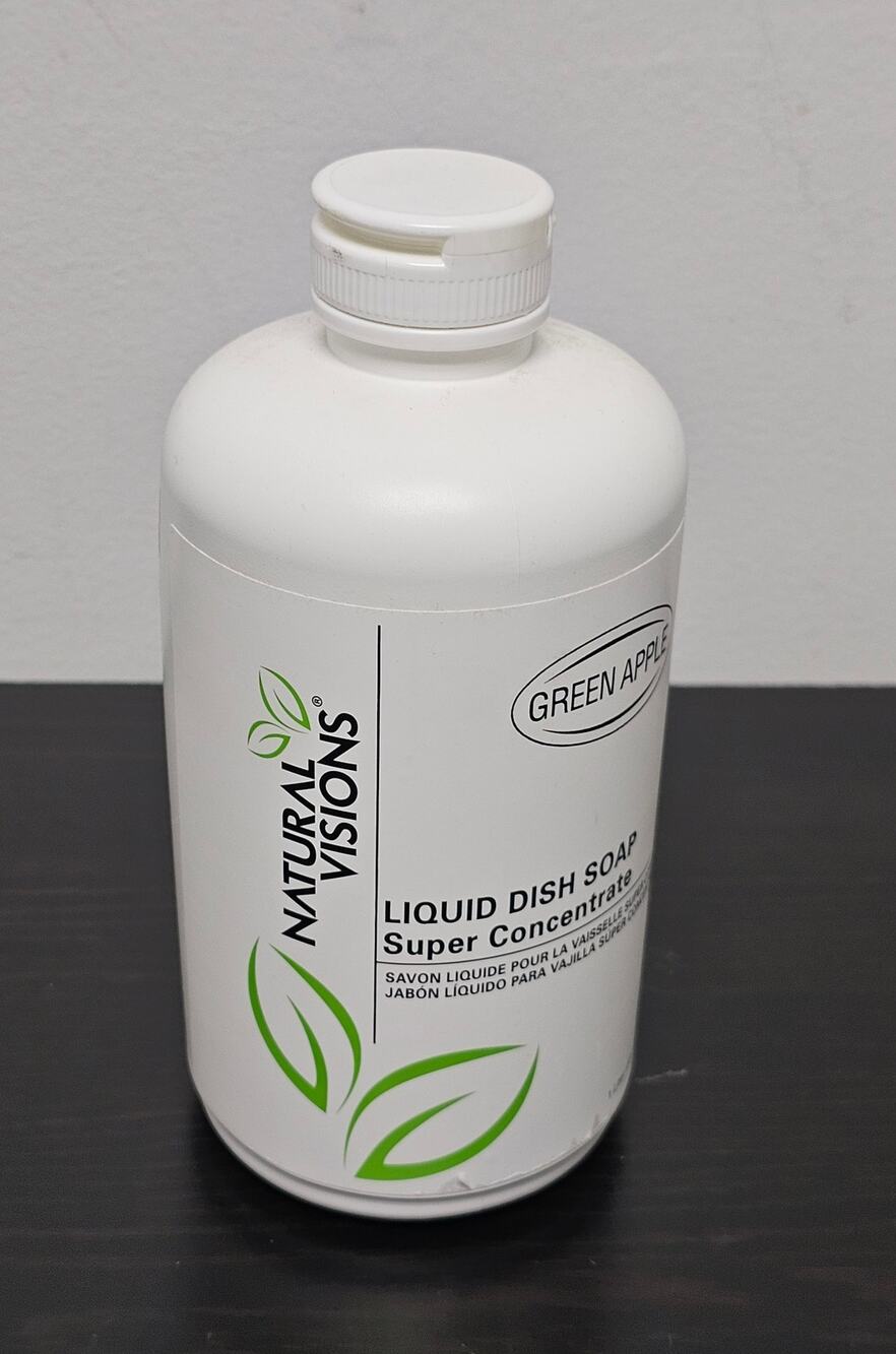 New Natural Visions Liquid Dish Soap Super Concentrate Green Apple Scent-1 Liter